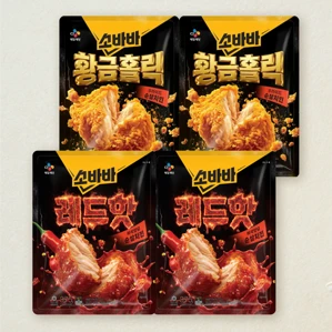 [무료배송]소바바 황금홀릭 순살 375g, 2개+레드핫 순살 375g, 2개 (총4개)