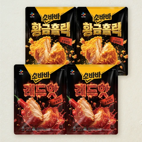 [무료배송]소바바 황금홀릭 순살 375GX2개+레드핫 순살 375GX2개 (총 4개)