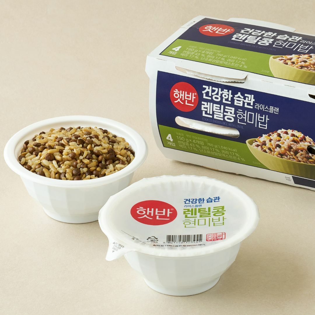 [CJ더마켓] 햇반 라이스플랜 렌틸콩현미밥 190gX4개