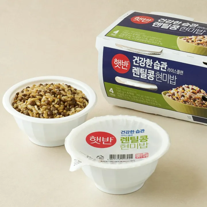 햇반 라이스플랜 렌틸콩현미밥 190gX4개