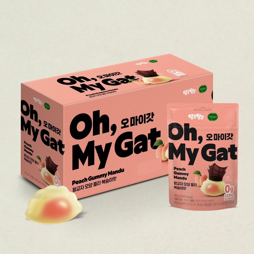 [CJ더마켓] [1+1]탱글탱글x비비고 오마이갓 왕교자 모양 젤리 복숭아 40gX12개