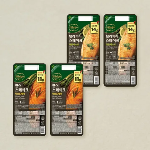 [무료배송]비비고 틸라피아 스테이크 70gX2개+연어 스테이크 60gX2개 (총 4개)