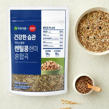 두보식품X햇반 렌틸콩 현미 혼합곡 500g