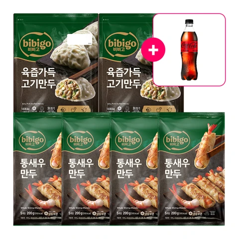 [사은품] 코카-콜라 제로 PET500ml+비비고 육즙가득고기만두 1.035kg x 2개+비비고 통새우만두 200g x 4개