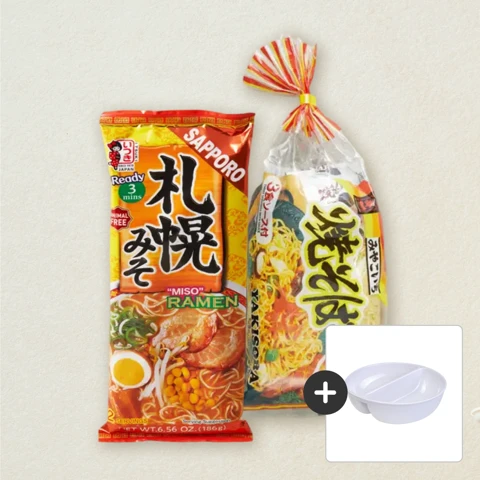미야코이치 나마 야끼소바 570gX1개+이쯔키 삿포로풍 미소 라멘 186gX1개+[증정]탕짜면 그릇1개
