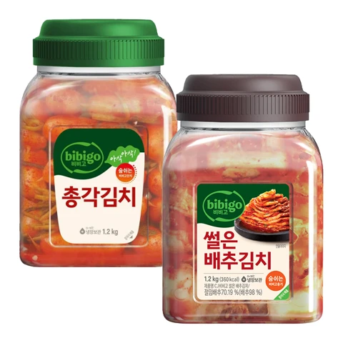 [숨쉬는 용기]비비고 총각김치 1.2kg+비비고 썰은배추김치 1.2kg