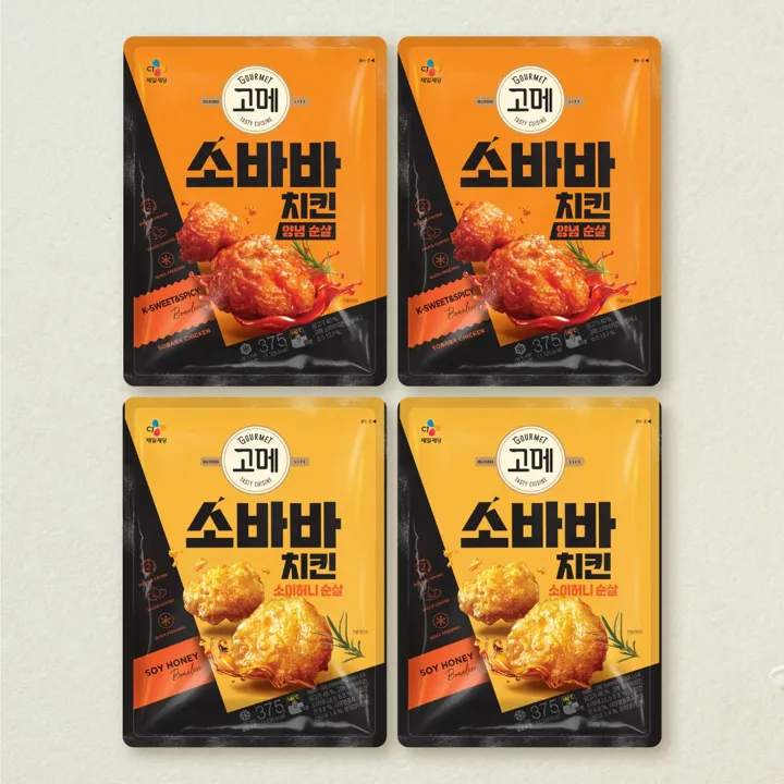 [양념허니반반]고메 소바바치킨 소이허니 순살X2개 + 양념 순살 375gX2개 (총4개)