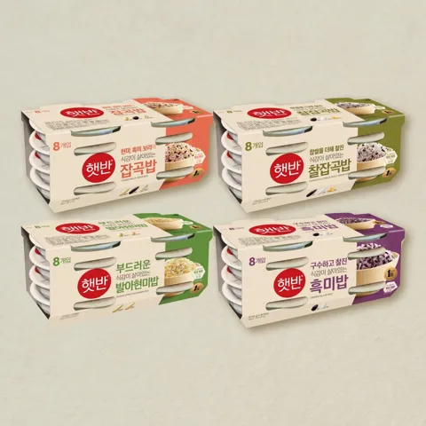 [햇반 샘플러]발아현미밥 210gX8개+잡곡밥 210gX8개+찰잡곡밥 210gX8개+흑미밥 210gX8개(총32개)