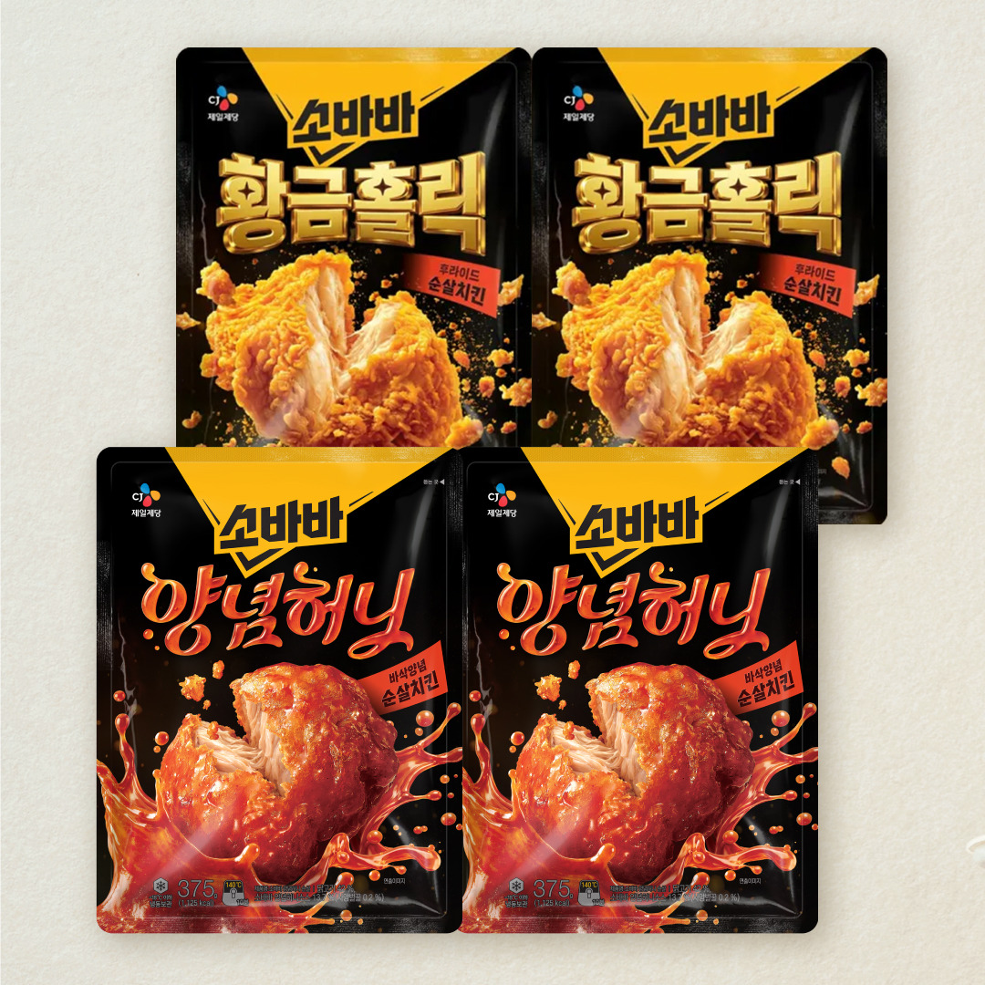 [무료배송]소바바 황금홀릭 순살 375gX2개+양념 순살 375gX2개 (총 4개)