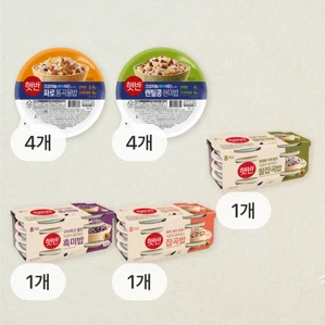 [인기잡곡SET★한달패키지]햇반 발아현미 210g, 8개+잡곡밥 210g, 8개+흑미밥 210g, 8개+미니밥(파로4개/렌틸4개) (총32개)