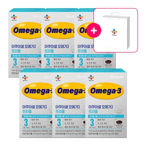 닥터뉴트리 아쿠아셀오메가3 60캡슐 (1개월)X6개 + [사은품] 쇼핑백