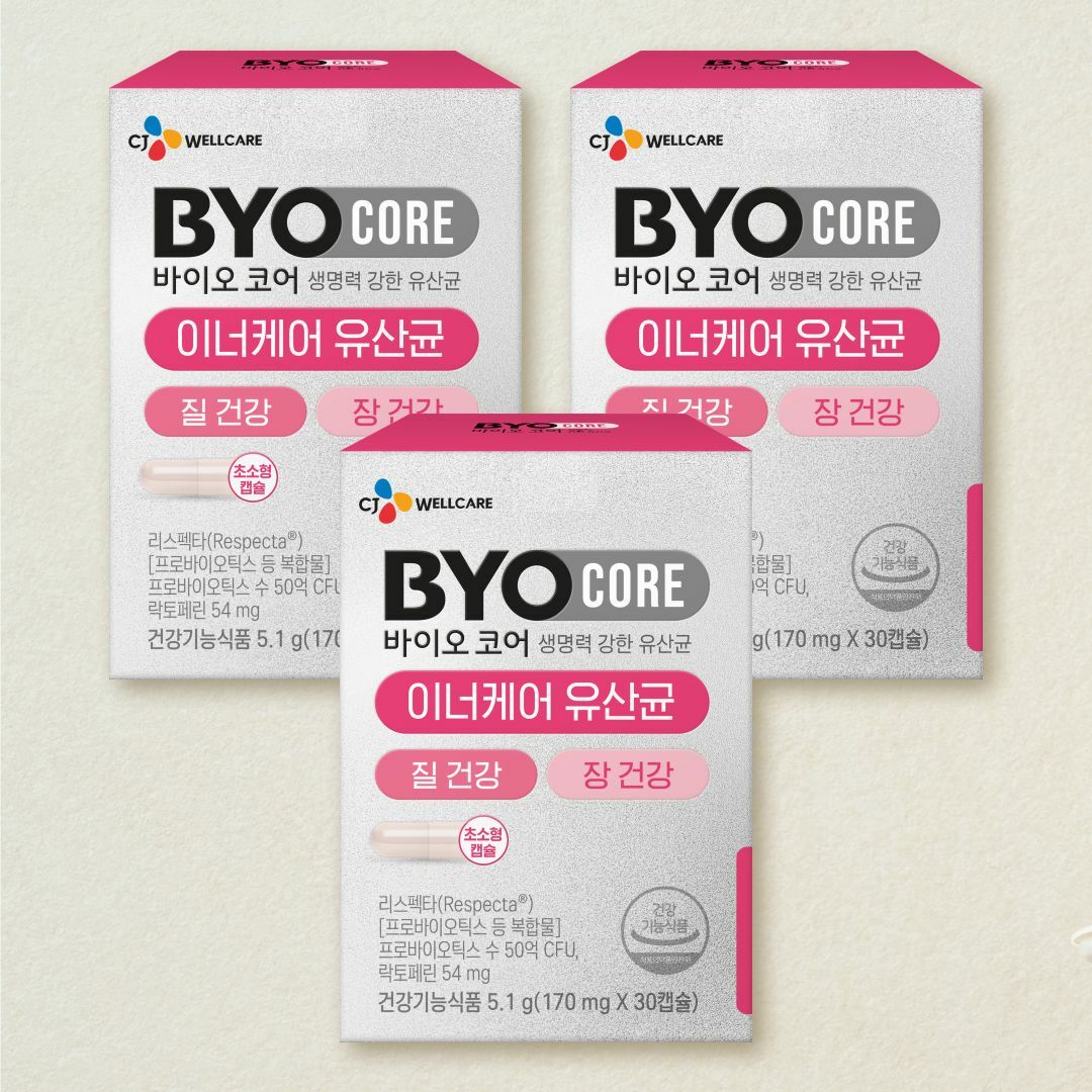 [CJ더마켓] 바이오코어 이너케어 유산균 30캡슐(1개월)X3개
