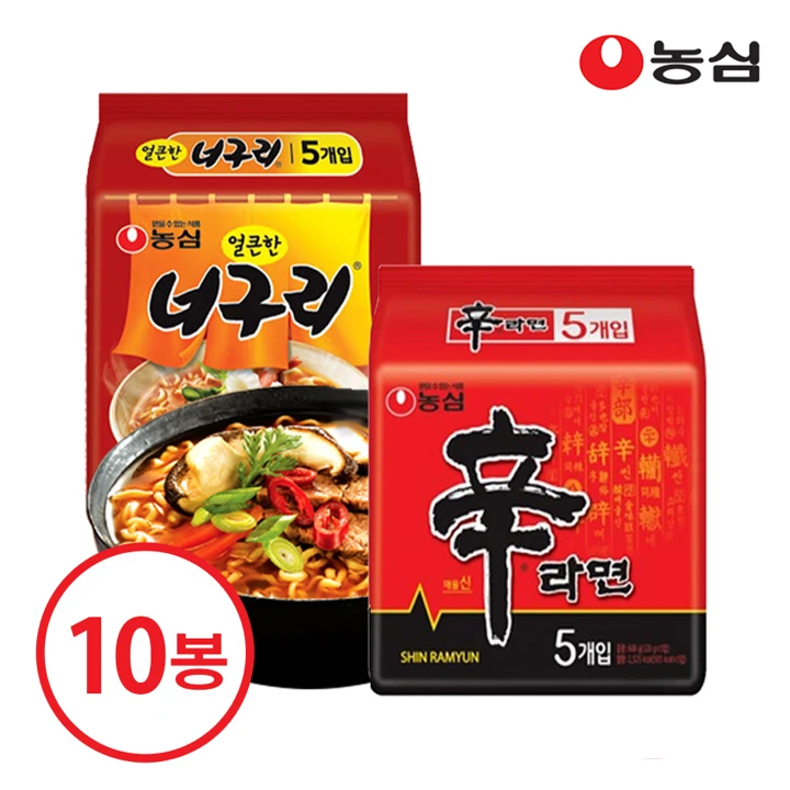 농심 라면 10봉(신라면5, 너구리5)