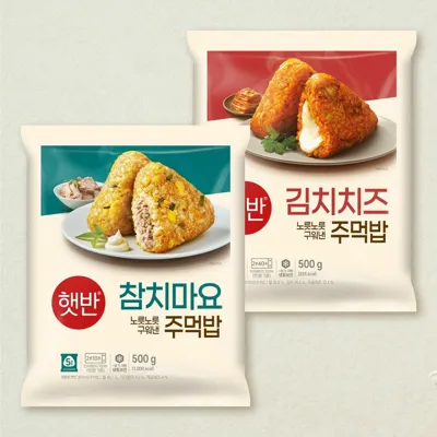 햇반 김치치즈주먹밥+참치마요주먹밥 500g