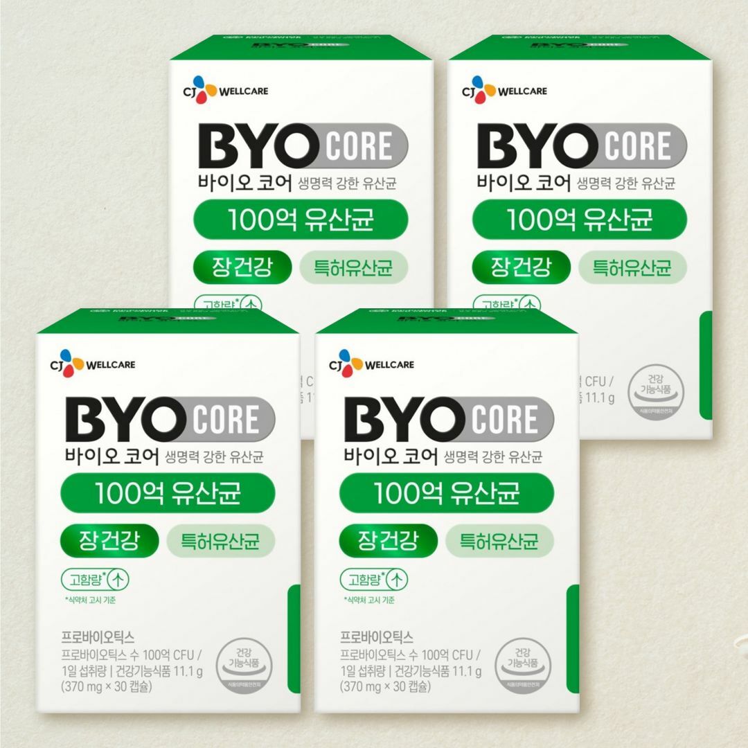 [CJ더마켓] 바이오코어 100억 유산균 30캡슐(1개월)X4개