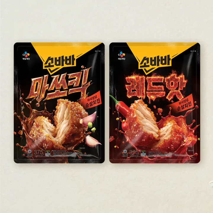 소바바치킨 마쏘킥 순살 375g+레드핫 순살 375g (총 2개)