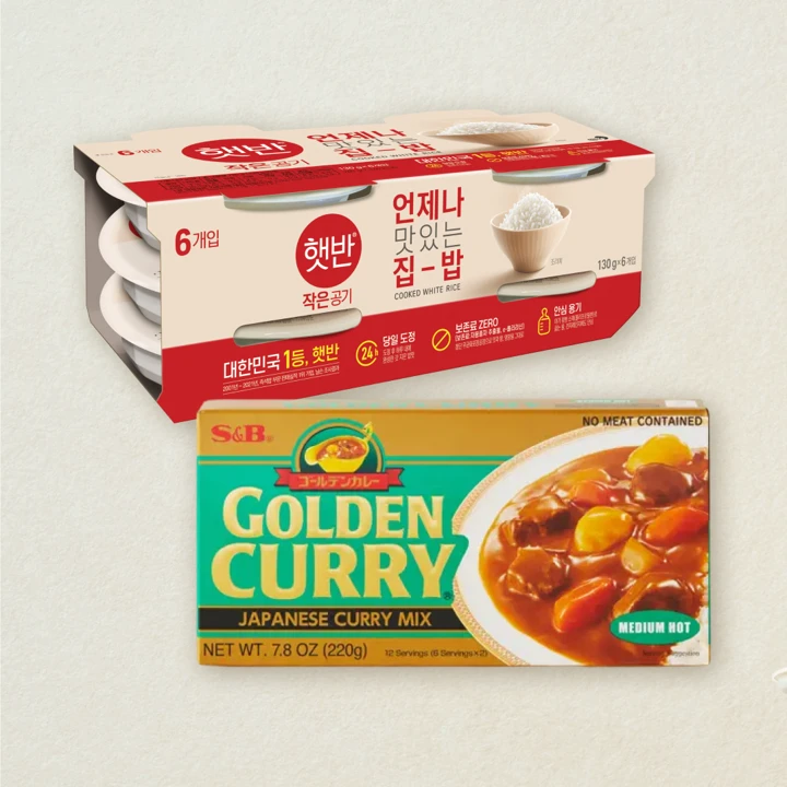 햇반 작은공기 130g*6번들X1개+에스앤비 골든카레 중간매운맛 220gX1개