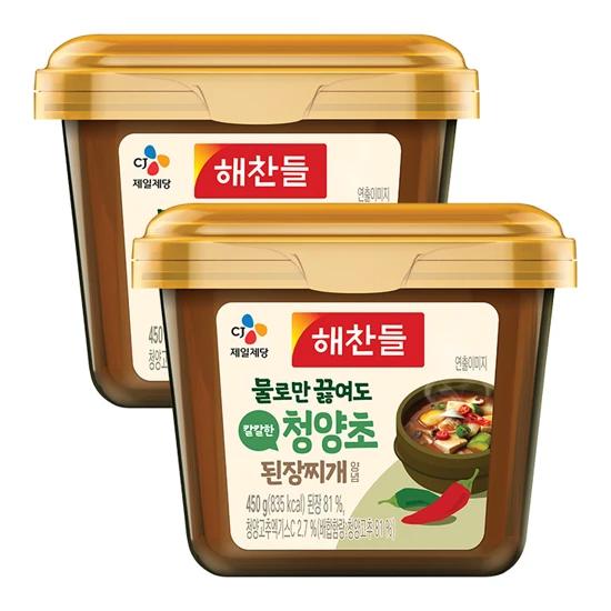 해찬들 물로만 끓여도 칼칼한 청양초 된장찌개양념 450g X 2개