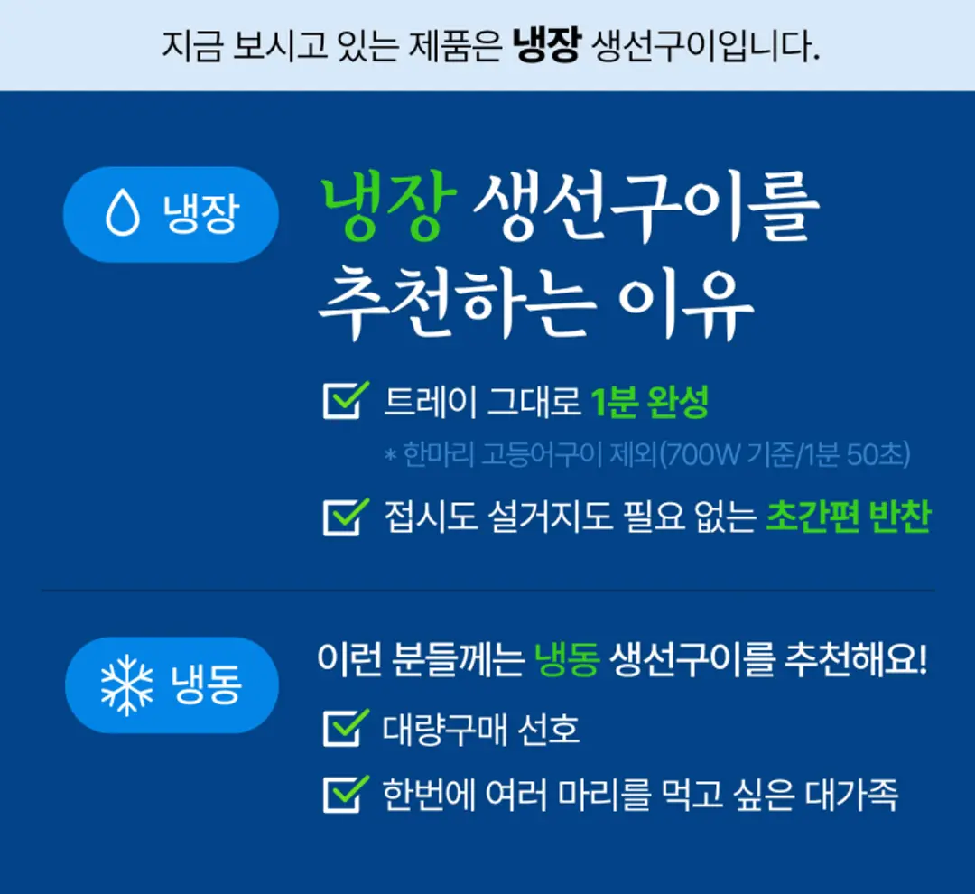 비비고 순살 고등어구이 냉장 생선구이 특징 — 트레이 그대로 1분 완성, 설거지 없는 초간편 반찬