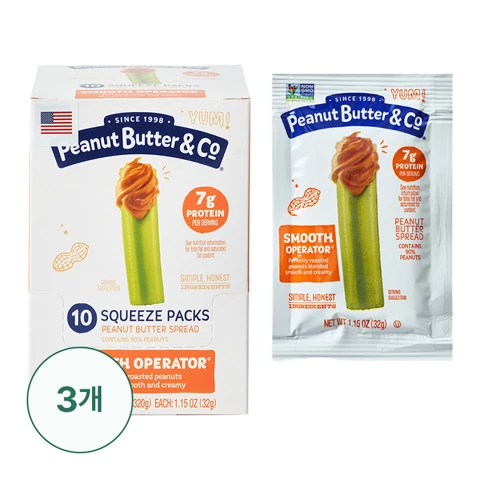 피넛버터앤코 땅콩버터 스무스 오퍼레이터 스퀴즈 타입 320g(32g*10)X3개