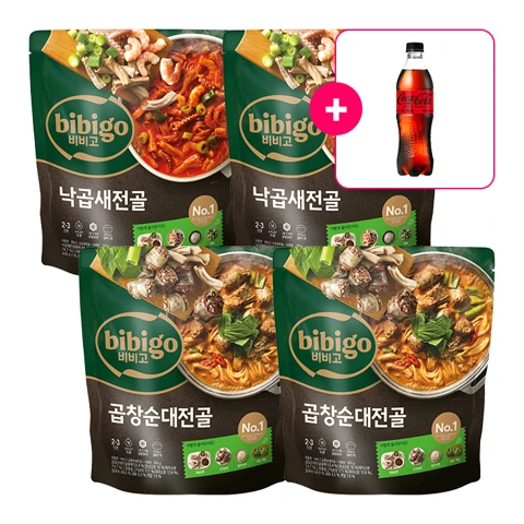 [사은품] 코카-콜라 제로 PET500ml+비비고 낙곱새전골 720g x 2개+비비고 곱창순대전골 935g x 2개