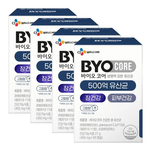 부자유산균 바이오코어 500억 유산균 60캡슐(1개월)X4개