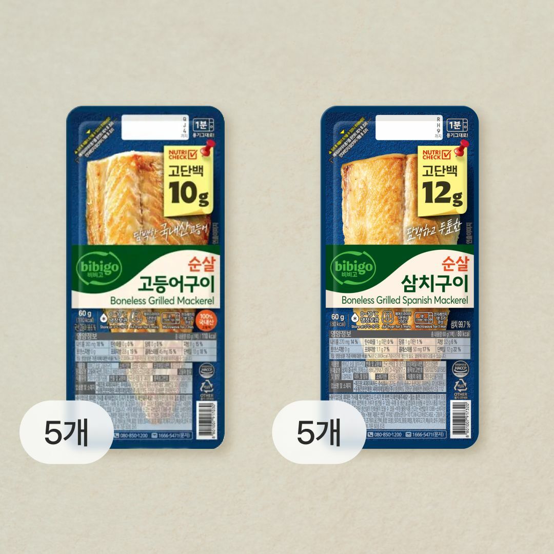 비비고 순살 고등어구이 60gX5개+비비고 순살 삼치구이 60gX5개