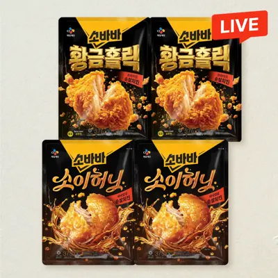 [후반허니반] 소바바 황금홀릭 순살 375gX2개+소이허니 순살 375gX2개(총 4개)