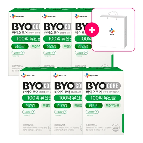 바이오코어 100억 유산균 30포(1개월)X6개 + [사은품] 쇼핑백