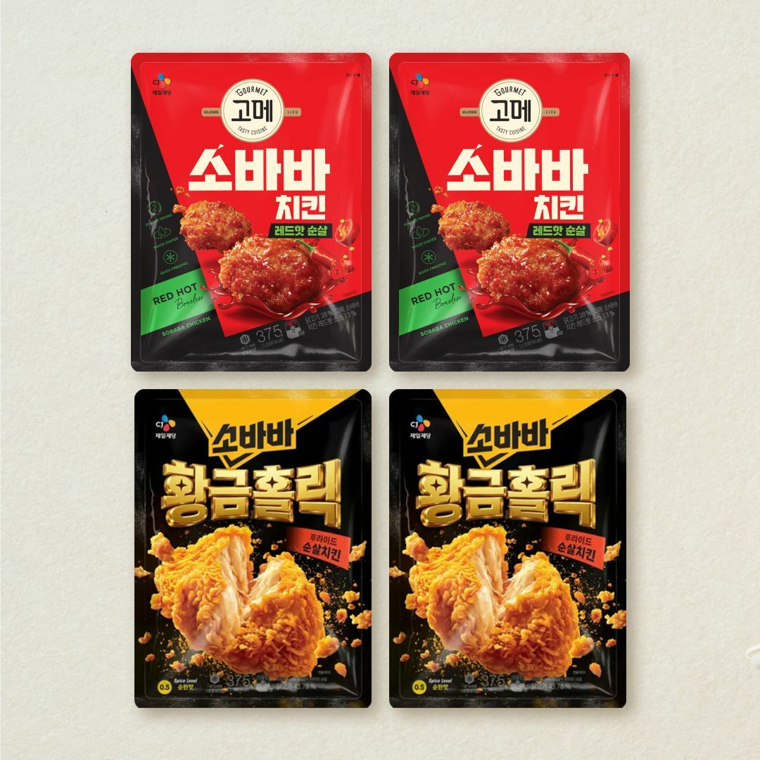 [무료배송]소바바 황홀순살 375GX2개+고메 소바바 레드핫 순살 375GX2개 (총 4개)