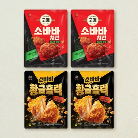 [무료배송]소바바 황홀순살 375GX2개+고메 소바바 레드핫 순살 375GX2개 (총 4개)