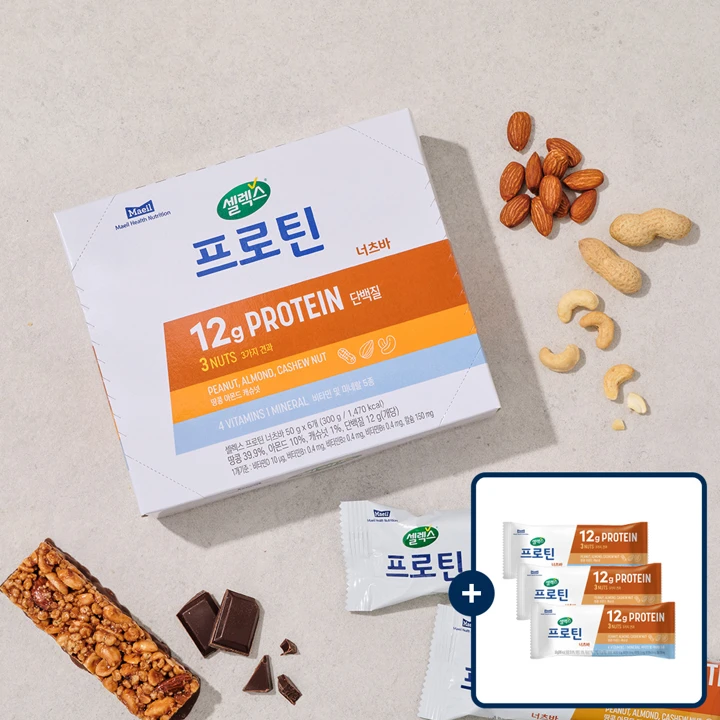 셀렉스 프로틴바 너츠 50gX12개+[증정]셀렉스 프로틴바 너츠 50gX3개