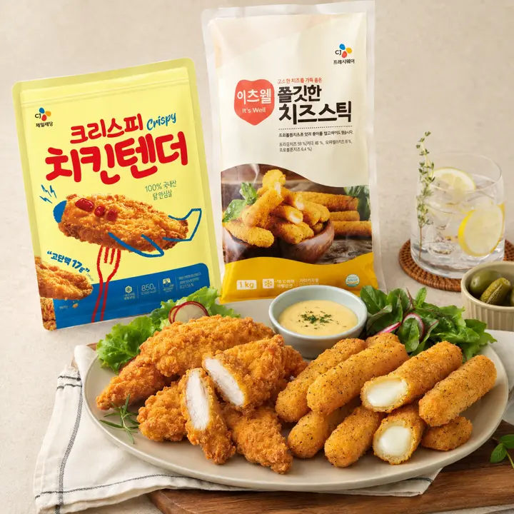 CJ 크리스피치킨텐더850gX1개+이츠웰 쫄깃한치즈스틱 1kgX1개