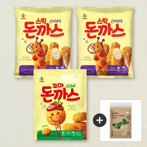 [생분해 행주 증정] CJ 꼬마돈까스 400g+스틱돈까스200gX2개(총3개)