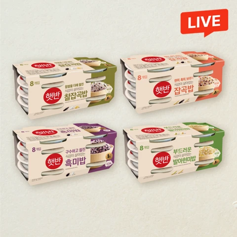 햇반 잡곡 210g 32개입 세트(잡곡밥 210gX8개+발아현미밥 210gX8개+흑미밥 210gX8개+찰잡곡밥 210gX8개)