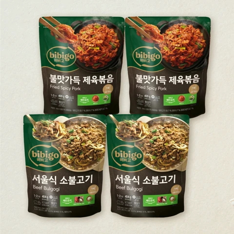 [무료배송]비비고 서울식소불고기404gX2+불맛가득제육볶음400gX2개