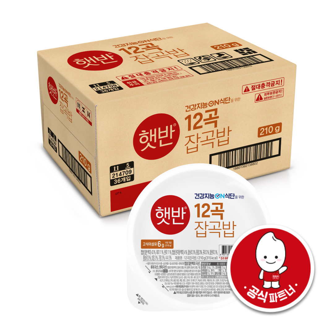 [박스특가]햇반 라이스플랜 12곡 잡곡밥 210g, 36개