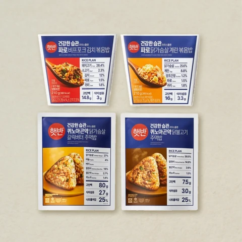 [식단꿀조합] 햇반 퀴노아곤약 닭가슴살 갈릭버터 주먹밥+퀴노아곤약 닭불고기 주먹밥+파로비프포크 김치볶음밥(컵)+파로닭가슴살 계란볶음밥(컵)