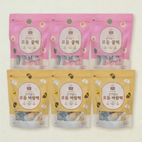 아리울떡공방 꿀떡 350gX3개+바람떡 350gx3개(개별포장)(총 6개)