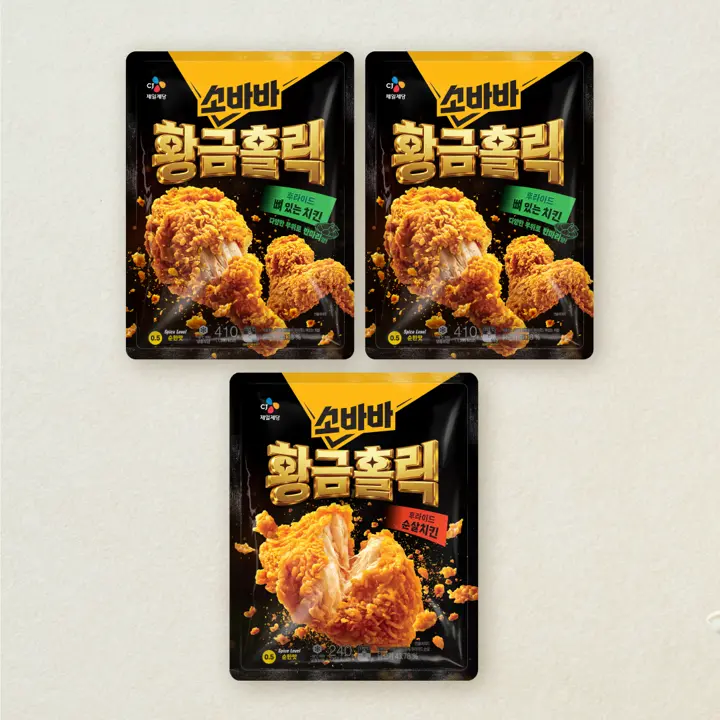 소바바 황금홀릭뼈있는치킨410G+황금홀릭 순살 240gX2개 (총 3개)