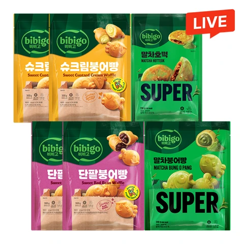 [호붕세트] 비비고 단팥붕어빵 300gX2개+슈크림붕어빵 300gX2개+말차붕어빵 240g+말차호떡 210g