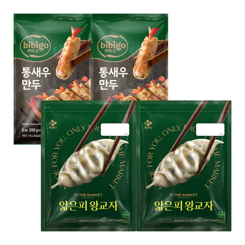 비비고 통새우만두 200g X 2개 + 비비고 얇은피왕교자 1.05kg X 2개