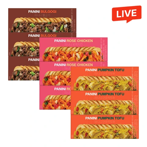 그로서리서울 저당 파니니 3종세트 불고기 120gX3개+로제치킨 120gX3개+단호박두부 120gX3개(총 9개)