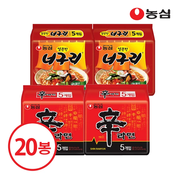 농심 라면 20봉(신라면10, 너구리10)
