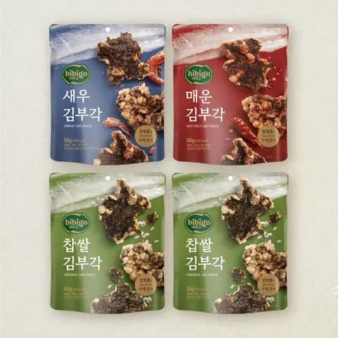 비비고 김부각 50g 3종 세트(찹쌀2+새우1+매운1)(총 4개)