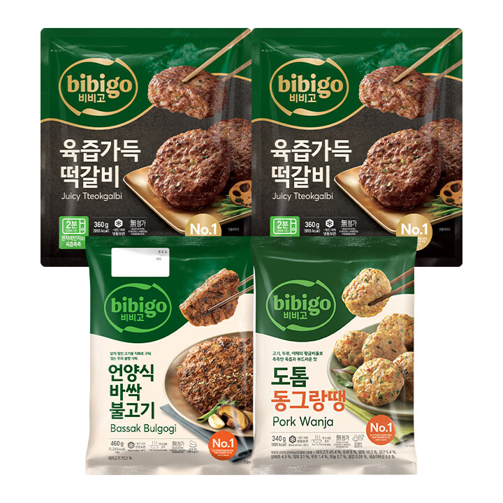 [떡갈비/증정세트]비비고 육즙가득 떡갈비360gX2개+언양식바싹불고기460g+도톰동그랑땡340g 총 4개