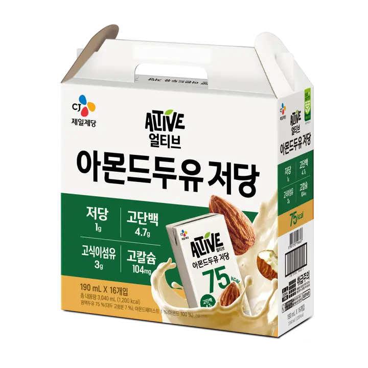 얼티브 아몬드두유 저당 190ml, 16개