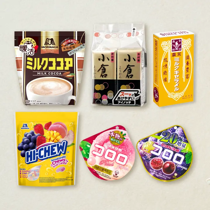 [인기 간식 세트] 코로로 젤리 2종(그레이프,복숭아),밀크 카라멜, 밀크 코코아, 하이츄, 미니 양갱