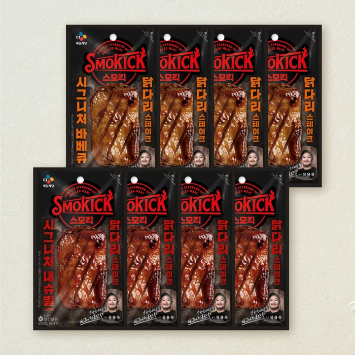 스모킥 바베큐 닭다리스테이크 100gX4개+스모킥 내슈빌 닭다리스테이크 100gX4개 (총 8개)