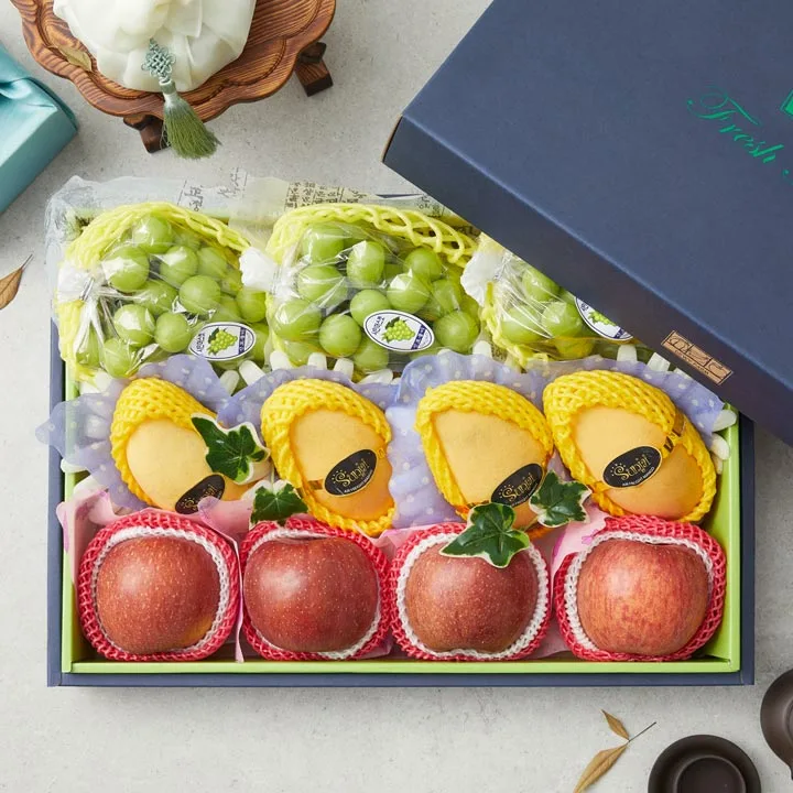 [26추석 선물세트]혼합선물세트(샤인머스캣3입+사과4입+옐로우망고4입) 5.5kg